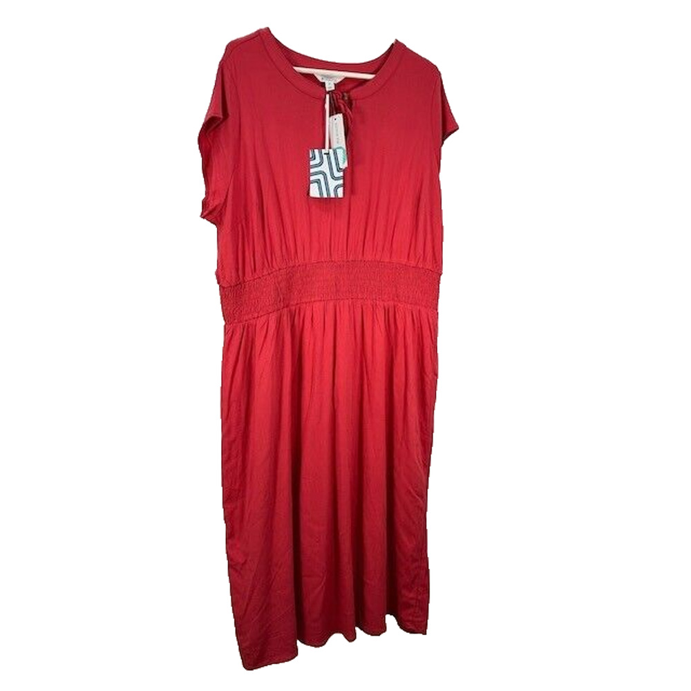 NWT Market & Spruce Neriah Smocked A-Line Dress Short Cap Sleeve Red Size 2X